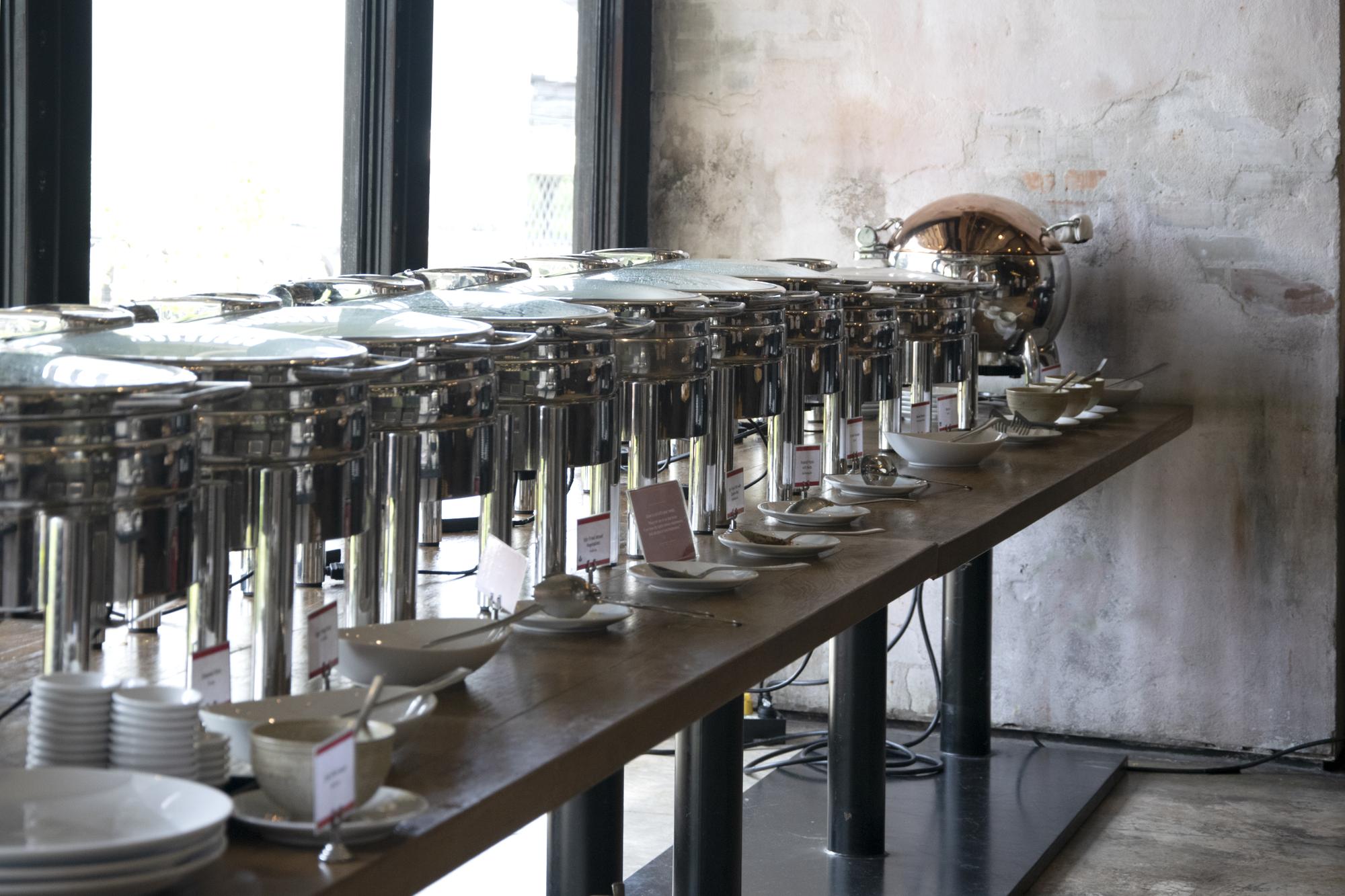 Open kitchen with modern plating tools
